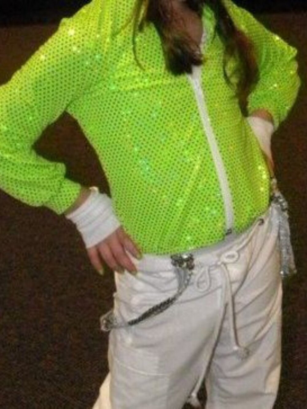 Girl Size Small (5-6) - Green & White Hip Hop Outfit - Costume